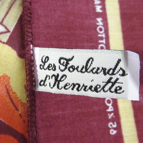 Les Foulards D'Henriette Women Scarf Maroon Floral Vintage USA Square 28.8" - Picture 3 of 9
